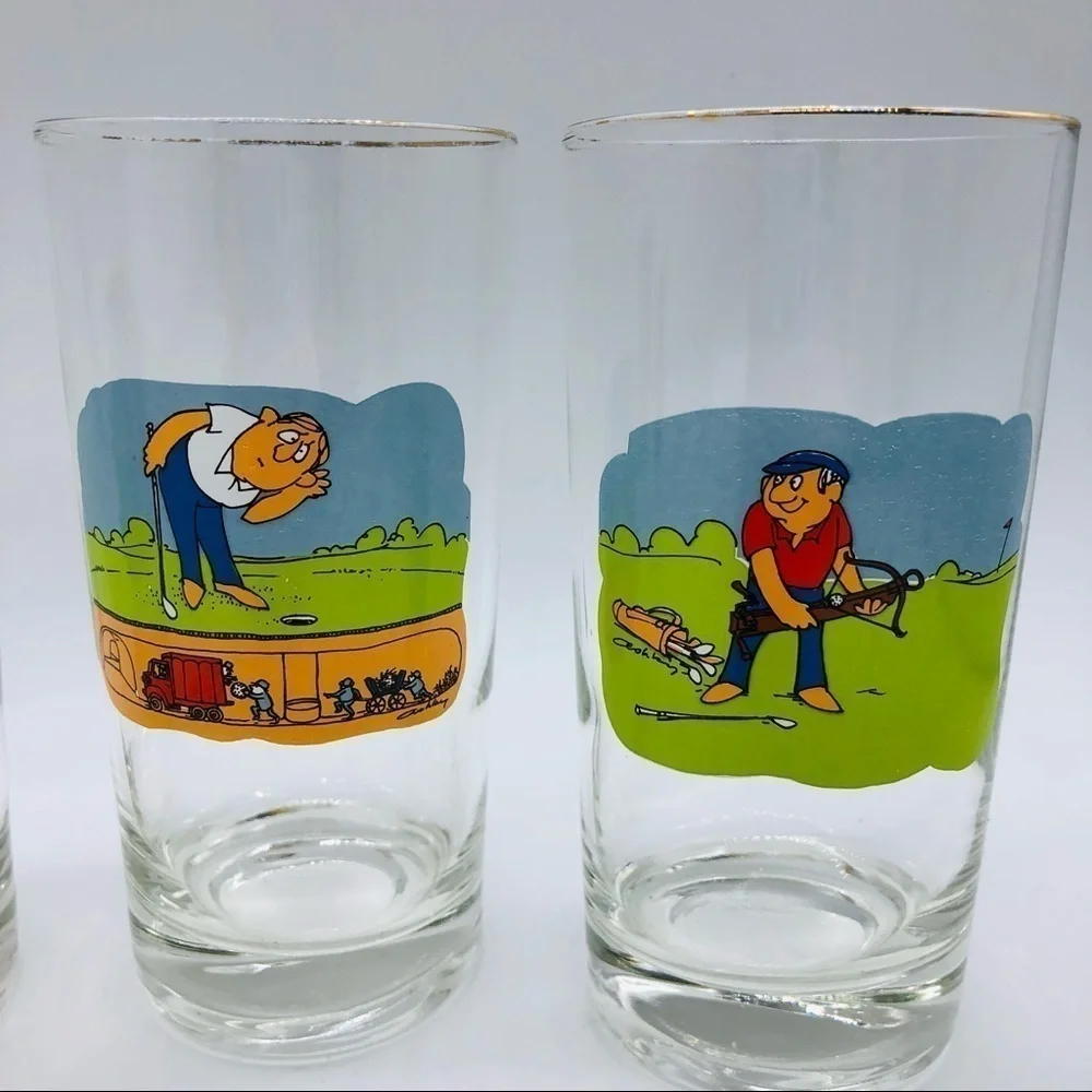 ASHLEY - SET OF 4 GLASSES WITH GOLF SCENES